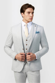 Handsome Gray Notched Lapel Men Suit With Waistcoat