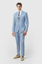 Bespoke Blue Notched Lapel Men Suit With Waistcoat