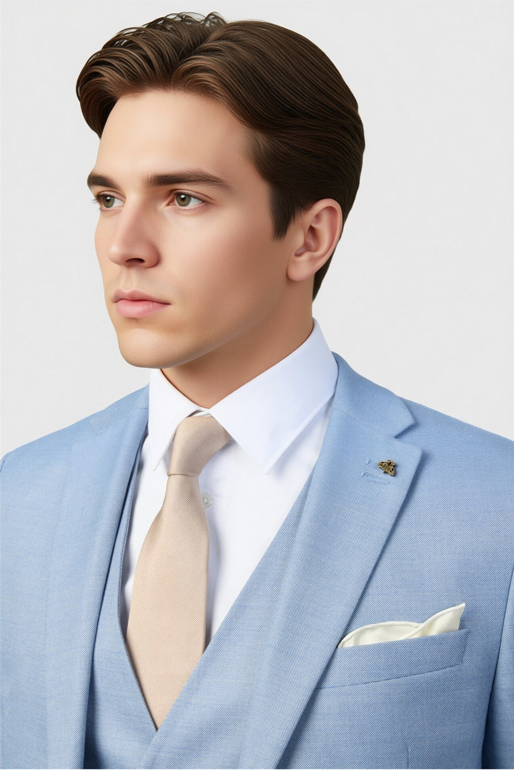 Bespoke Blue Notched Lapel Men Suit With Waistcoat