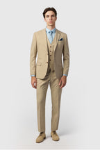 Khaki Stylish Notched Lapel 3 Pieces Men Suit