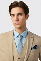 Khaki Stylish Notched Lapel 3 Pieces Men Suit