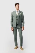 Charming Sage Green Notched Lapel 3 Pieces Men Suit