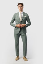 Charming Sage Green Notched Lapel 3 Pieces Men Suit