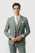 Charming Sage Green Notched Lapel 3 Pieces Men Suit