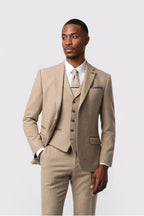 Light Brown Herringbone 3 Pieces Notched Lapel Men Suit