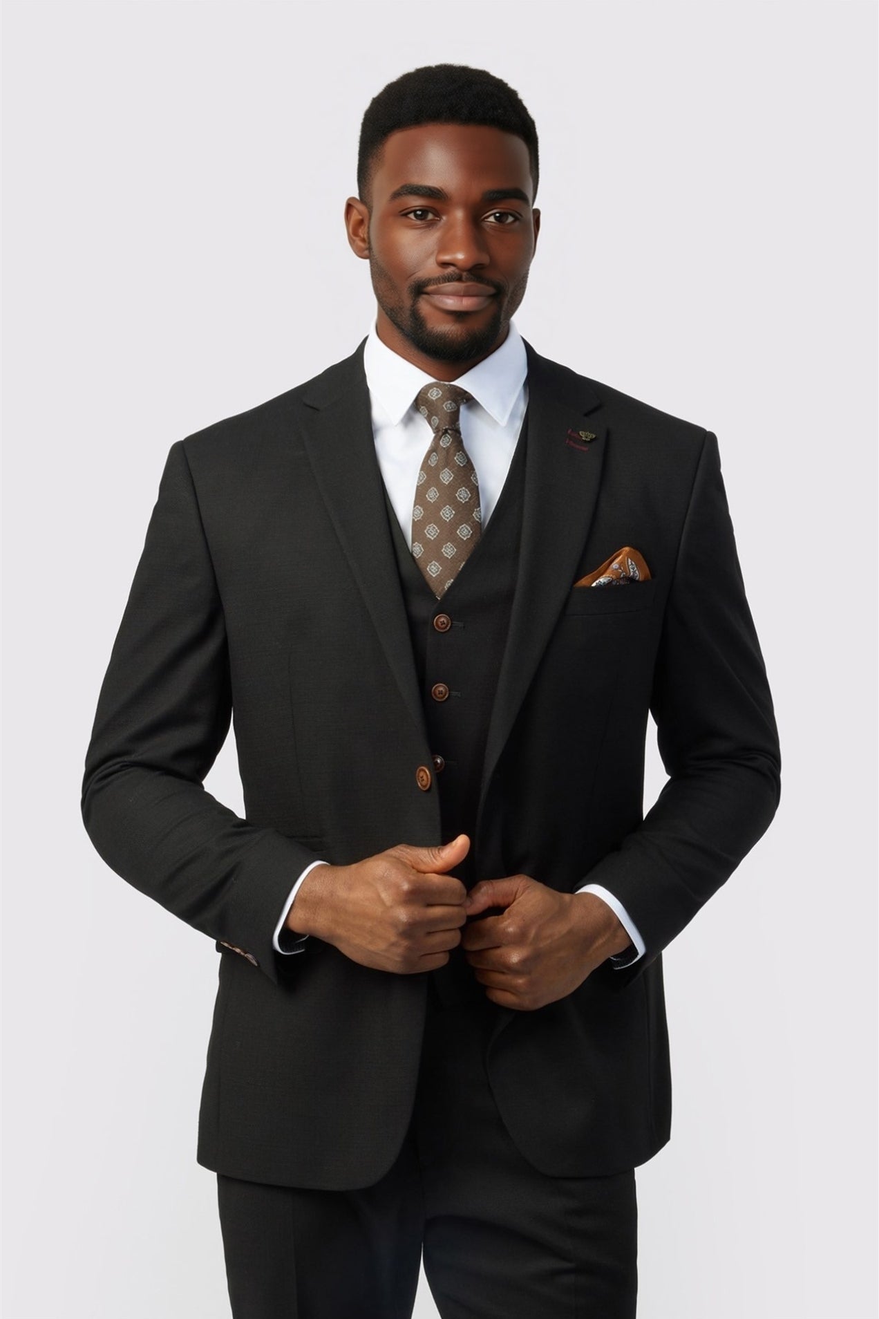 Classic Black 3 Pieces Notched Lapel Men Suits