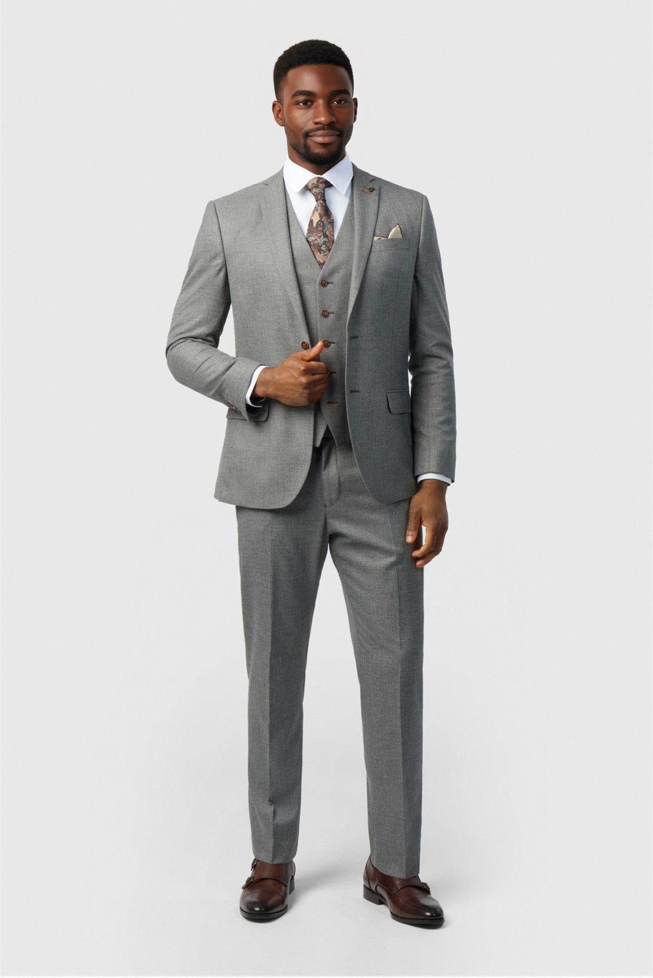 Bespoke Gray Notched Lapel 3 Pieces Men Suits Secondary image