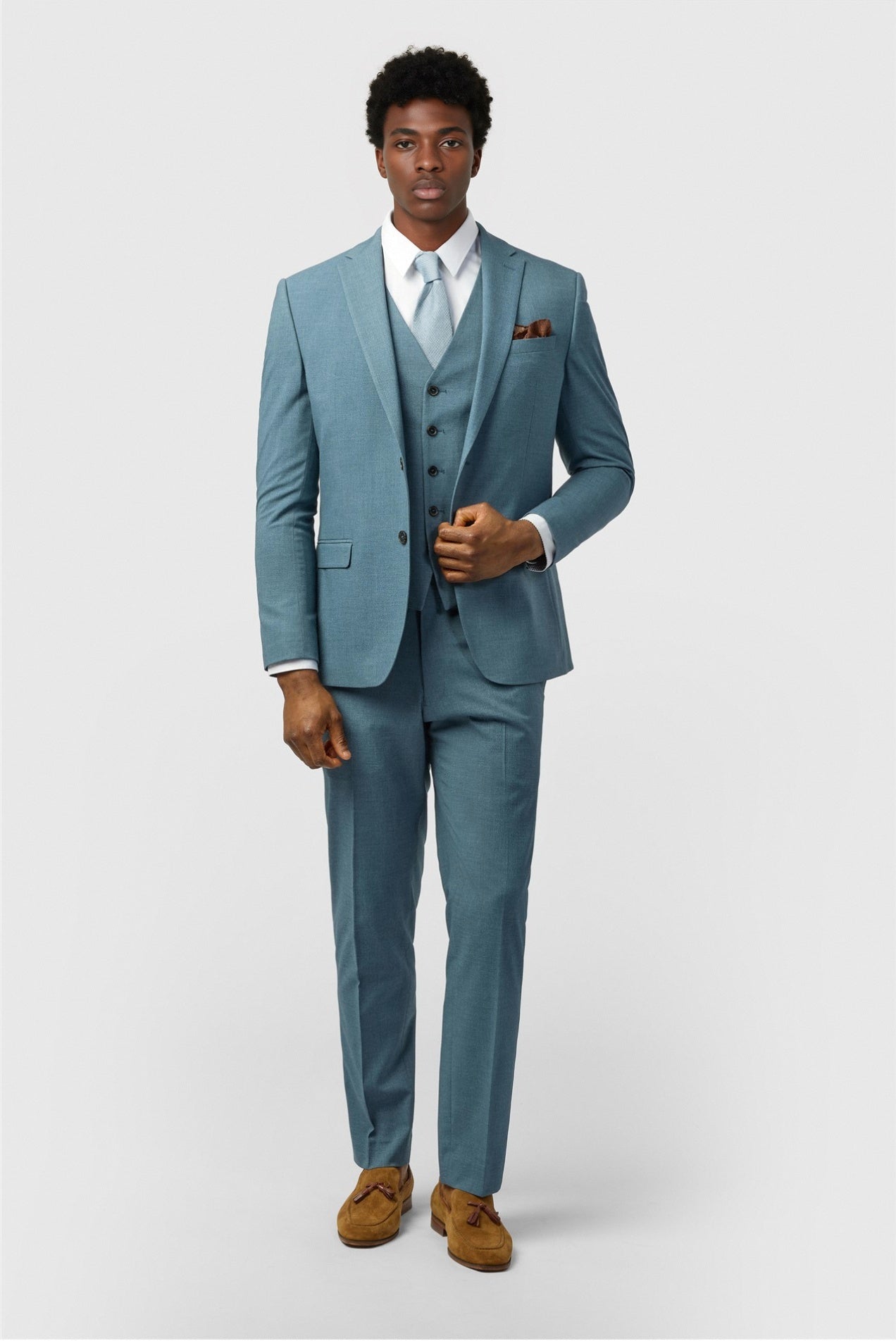 Blue Newest Notched Lapel Men Suits With Waistcoat Secondary image