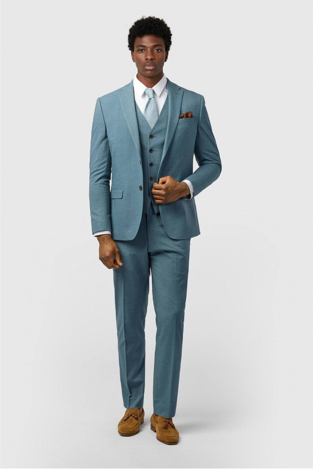 Blue Newest Notched Lapel Men Suits With Waistcoat