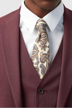 Charming Burgundy 3 Pieces Notched Lapel Suits For Men