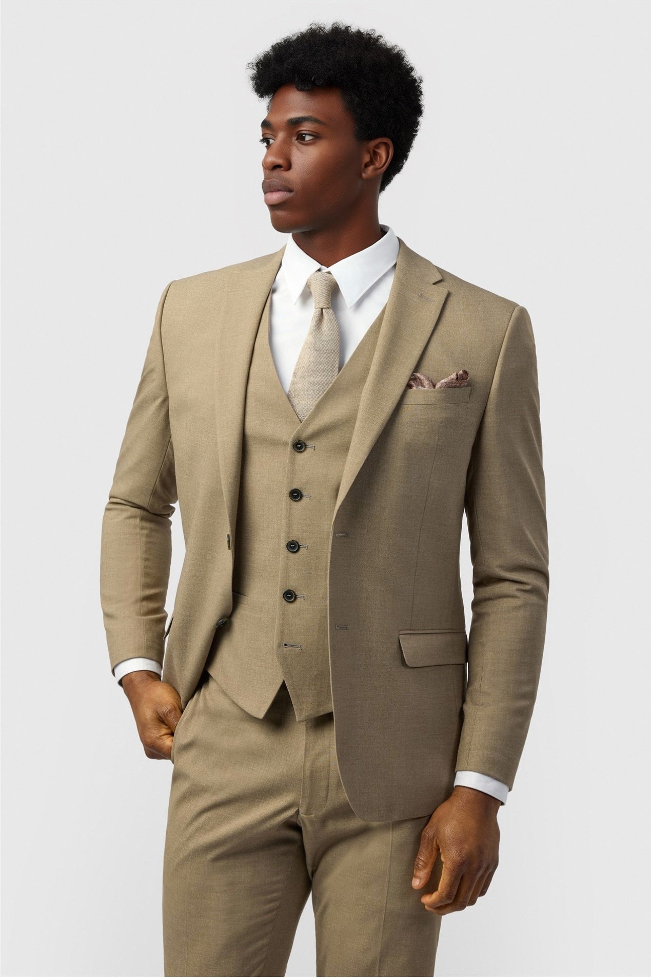 Chic Light Brown 3 Pieces Notched Lapel Men's Suits Main image
