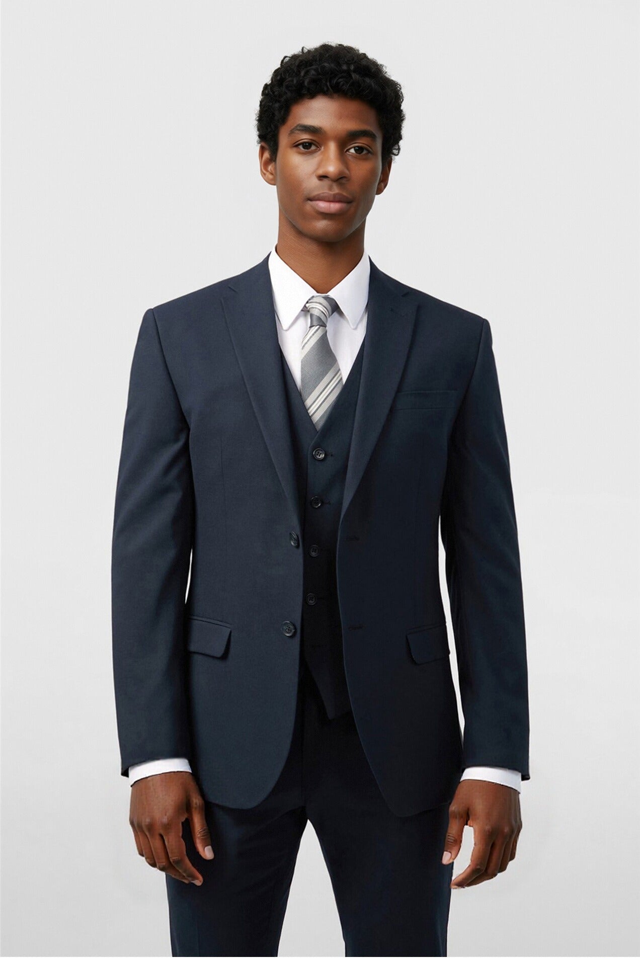 Handsome Navy 3 Pieces Notched Lapel Men Suits Main image