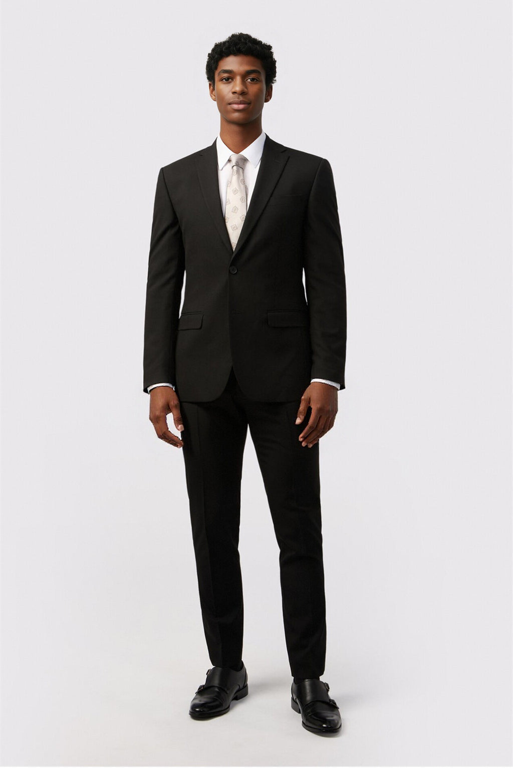 Bespoke Black Notched Lapel Men Suits With Waistcoat