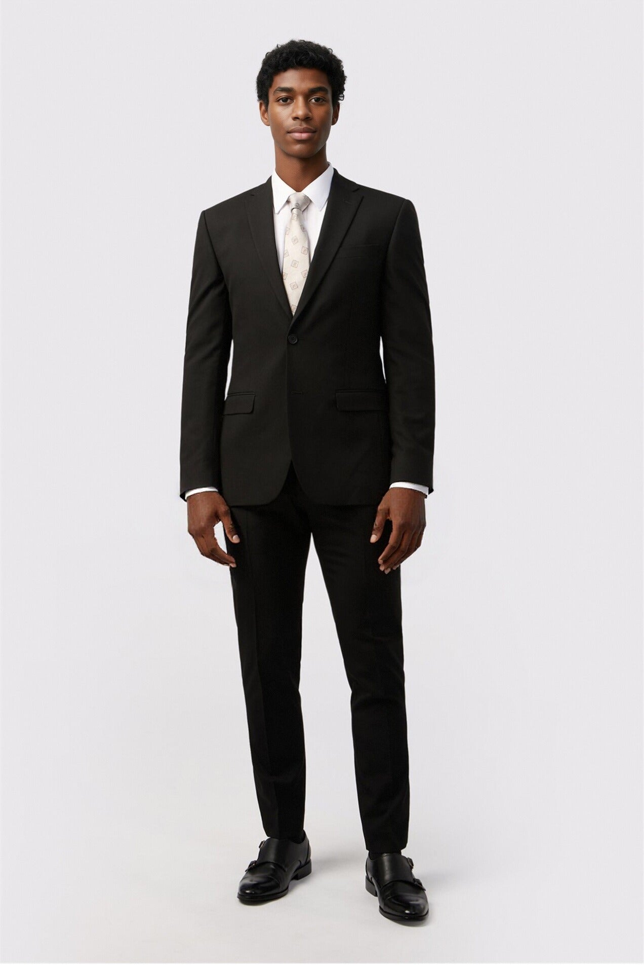 Bespoke Black Notched Lapel Men Suits With Waistcoat Secondary image