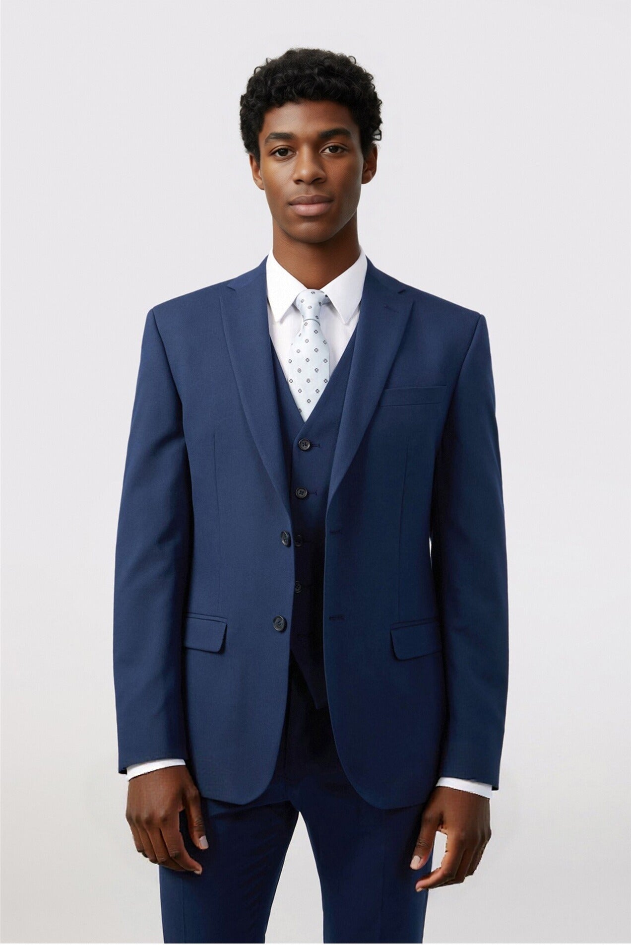 New Arrival Dark Blue Notched Lapel 3 Pieces Suits For Men Main image
