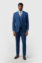 Fancy Dark Blue Notched Lapel 3 Pieces Men Suits