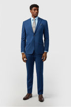 Fancy Dark Blue Notched Lapel 3 Pieces Men Suits