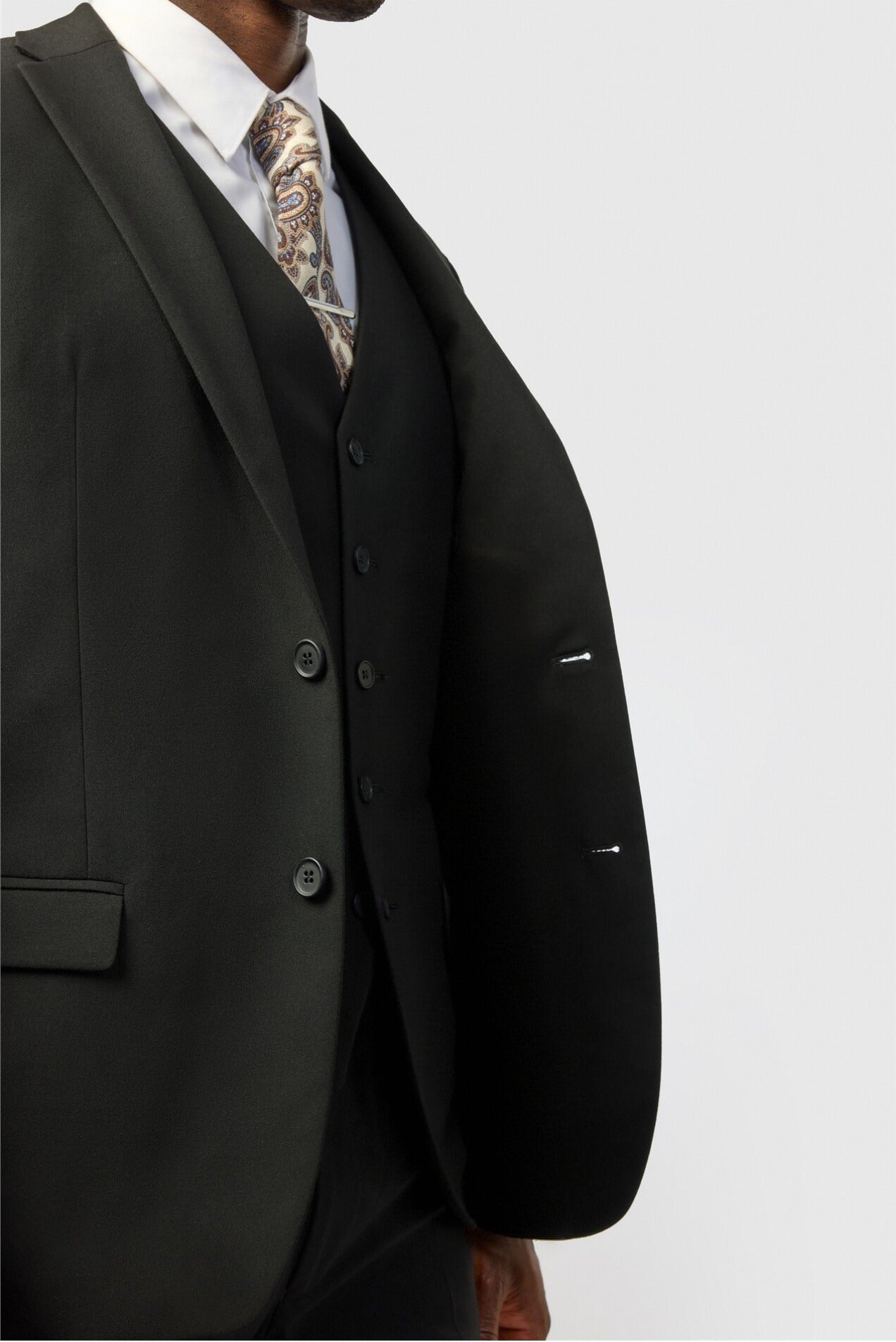 3 Pieces Cool Black Notched Lapel Best Fitted Men Suits