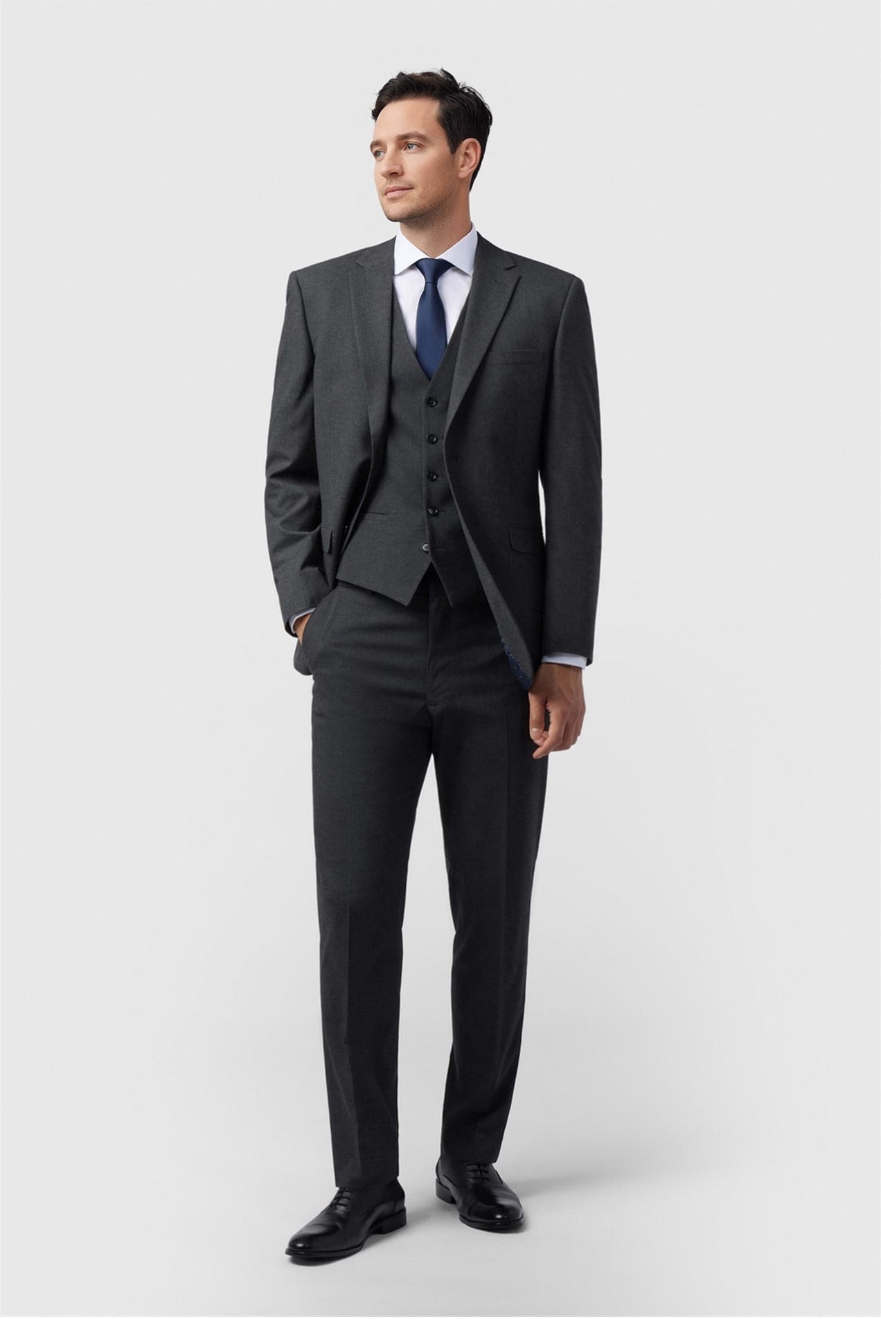 Fashion Charcoal Notched Lapel 3 Pieces Men Suit Secondary image
