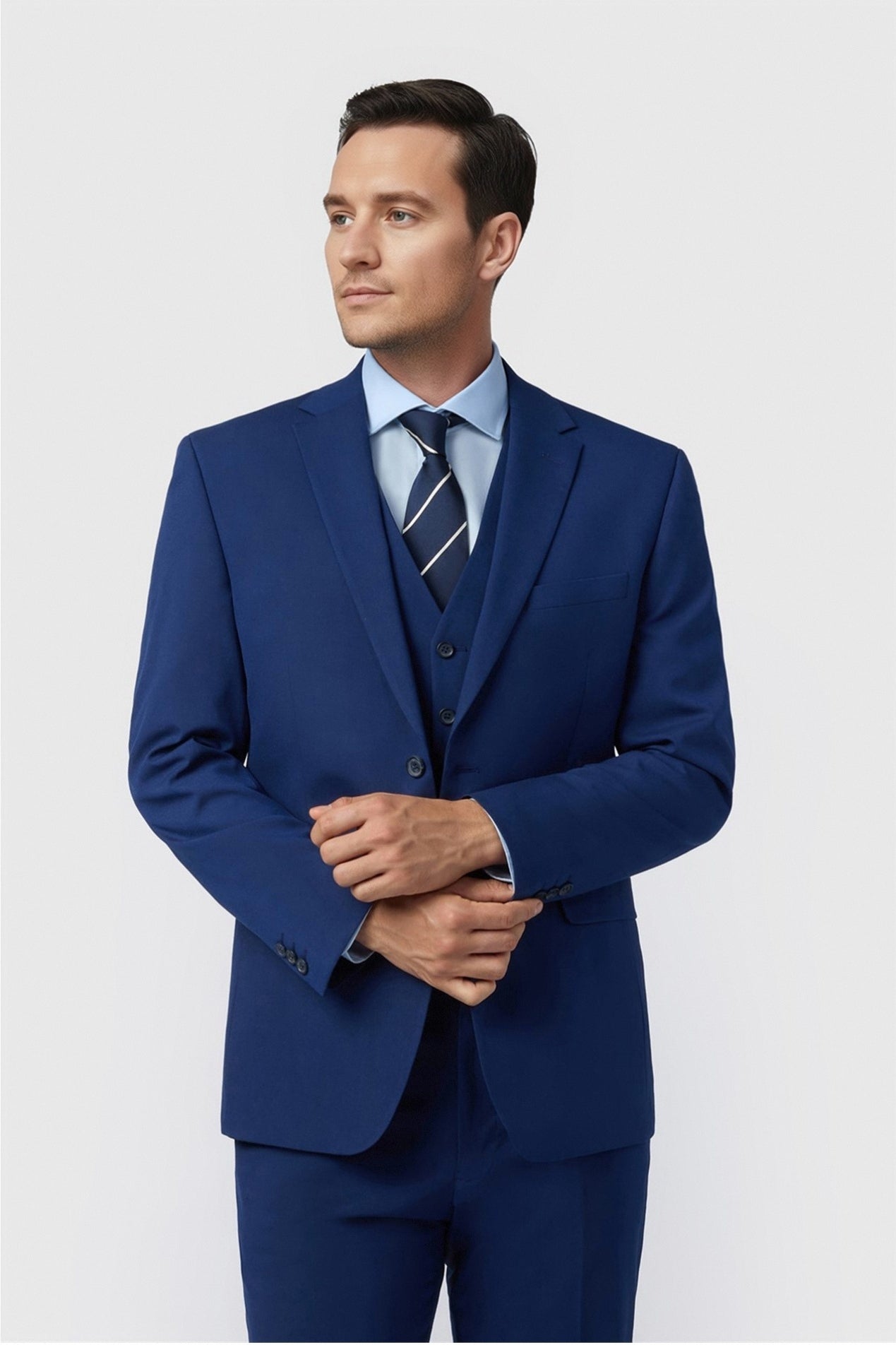 Formal 3 Pieces Dark Blue Notched Lapel Men's Suit Main image
