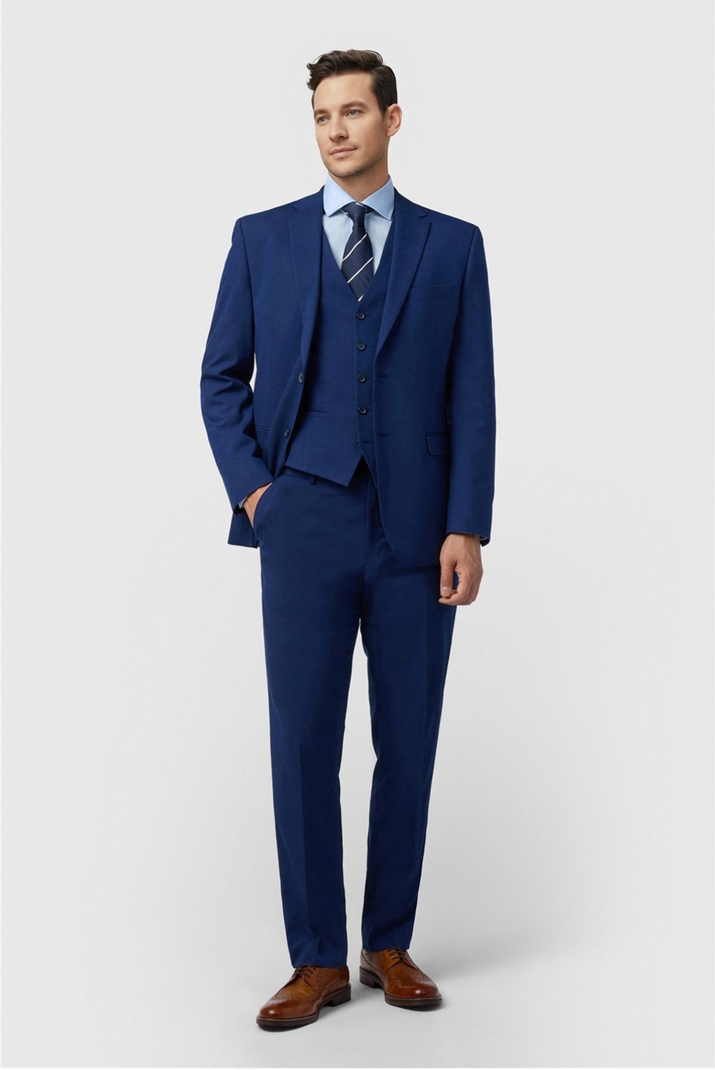 Formal 3 Pieces Dark Blue Notched Lapel Men's Suit