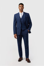 Dark Blue 3 Pieces Notched Lapel Handsome Men's Suit
