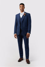 Dark Blue 3 Pieces Notched Lapel Handsome Men's Suit