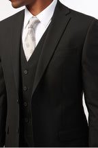 Close Fitting Black 3 Pieces Notched Lapel Men's Suit