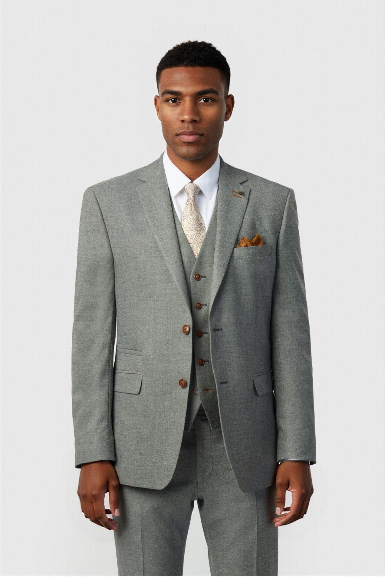 New Arrival Gray 3 Pieces Notched Lapel Men's Suits Main image