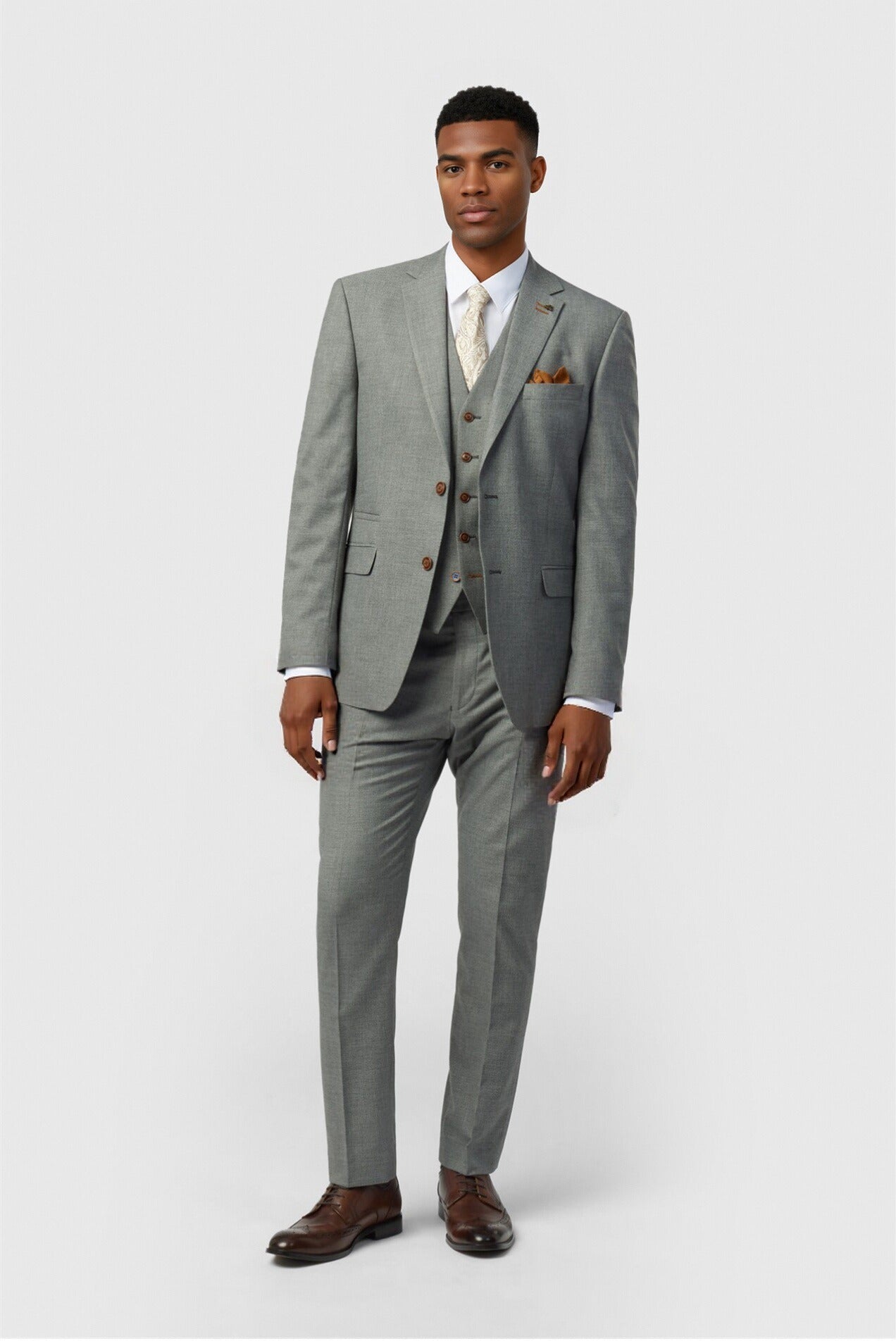 New Arrival Gray 3 Pieces Notched Lapel Men's Suits Secondary image