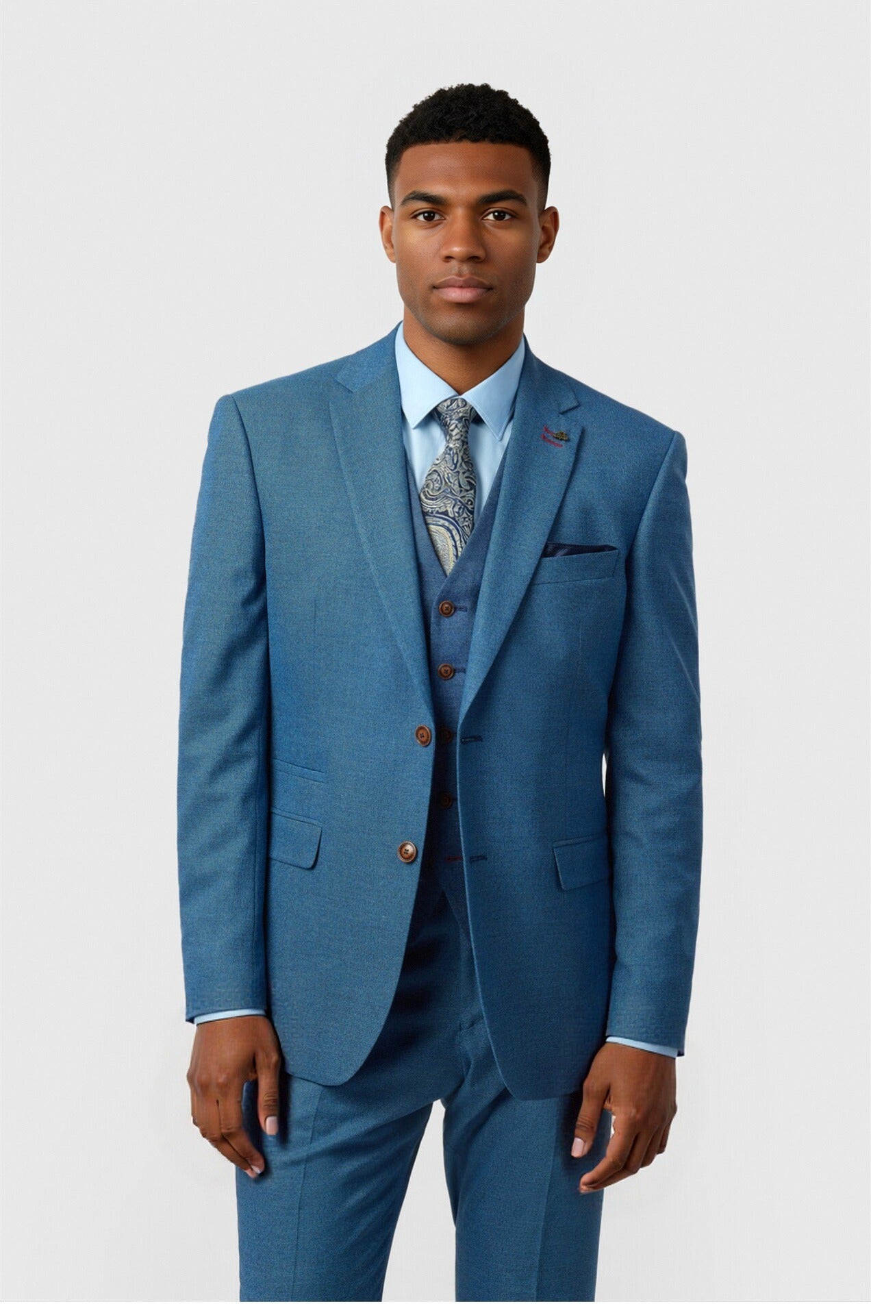 Charming Blue 3 Pieces Notched Lapel Men Suits Main image
