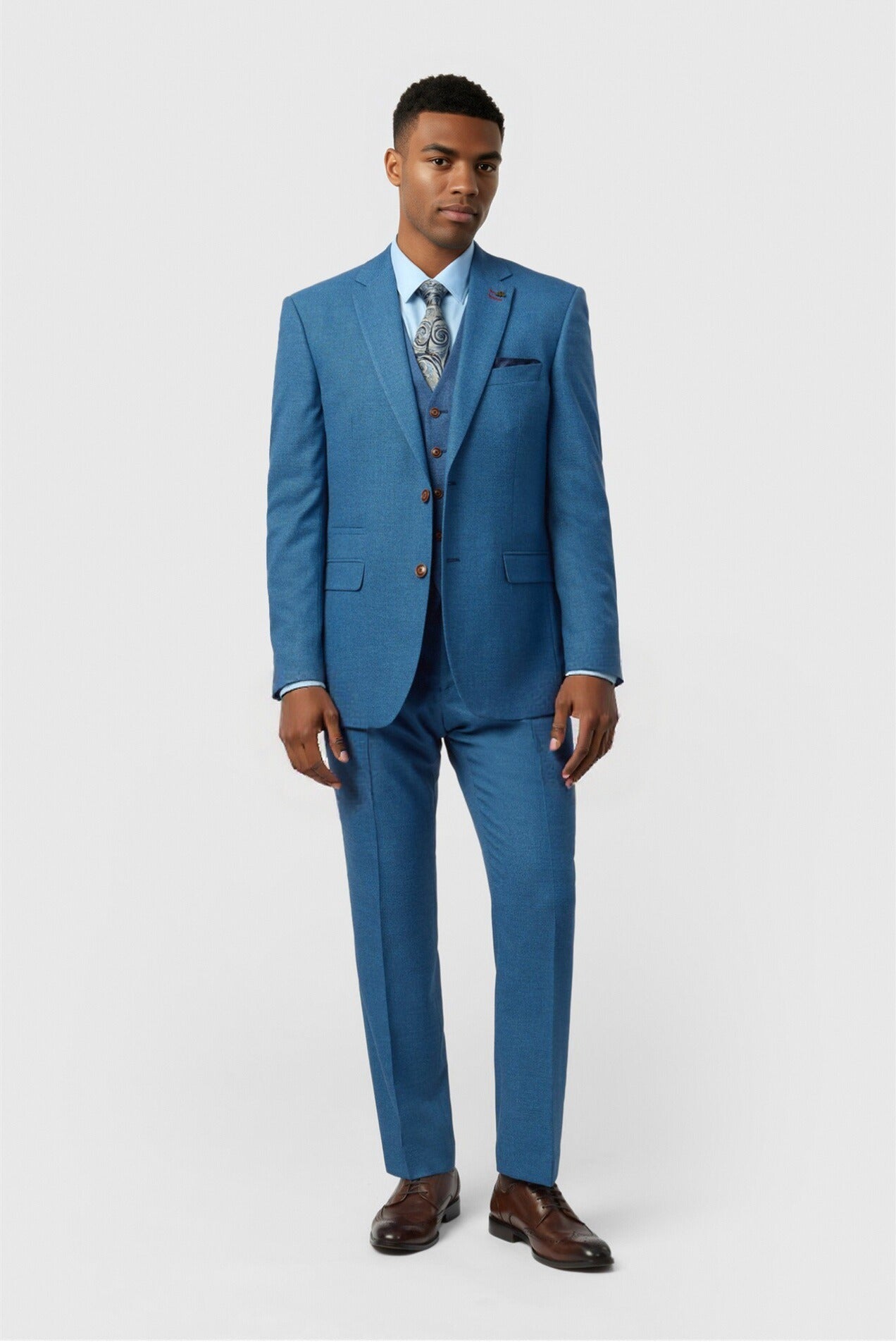 Charming Blue 3 Pieces Notched Lapel Men Suits Secondary image
