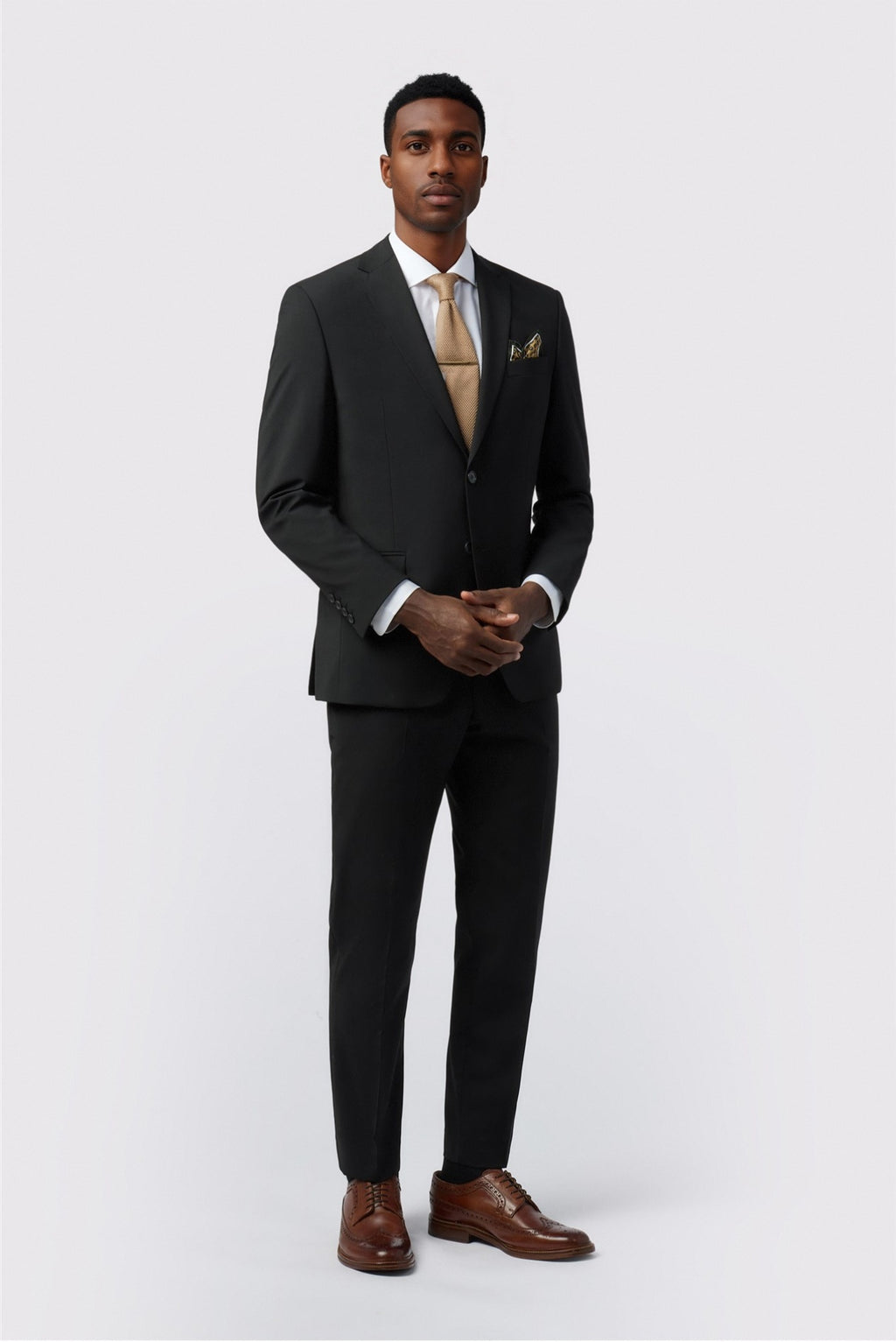Best Fitted Black 3 Pieces Notched Lapel Men Suits