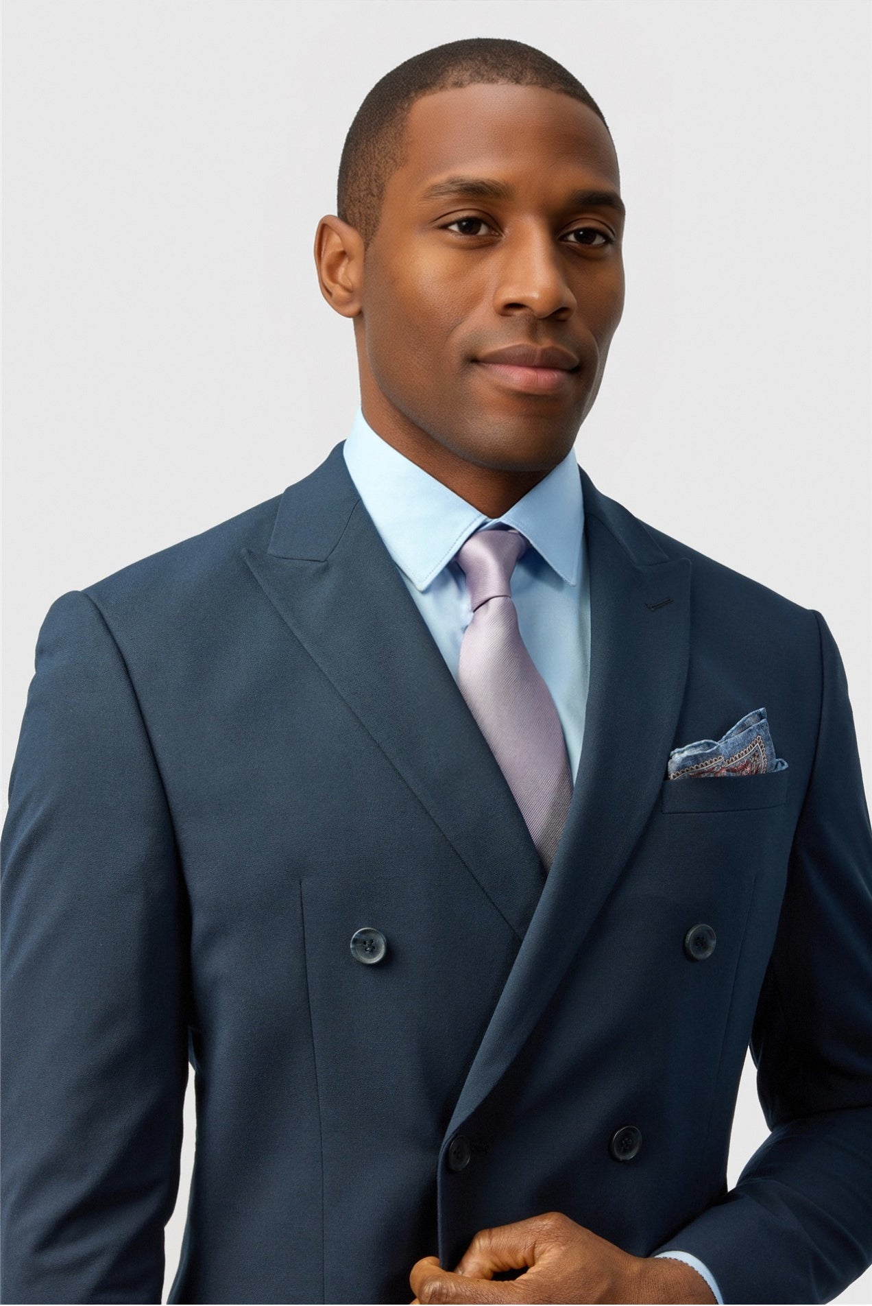 Modern Navy Peaked Lapel Double Breasted Men Suits