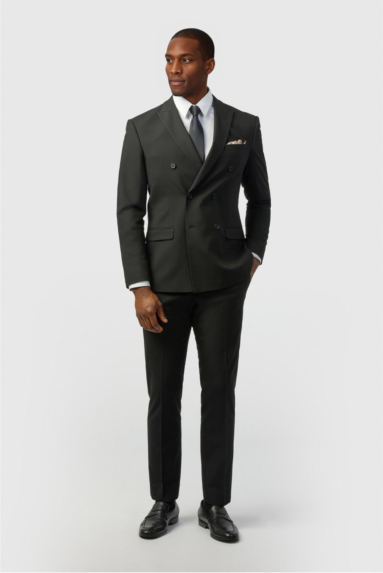 Fashion Black Peaked Lapel Double Breasted Men Suits Secondary image