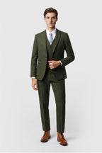 Green Notched Lapel 3 Pieces Checked Men Suits