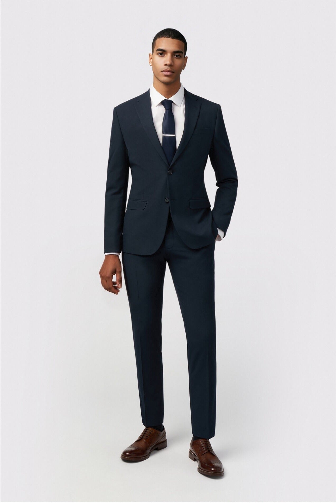 Classic Navy Notched Lapel Men Suits With Waistcoat