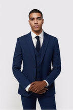 Stylish Dark Blue Notched Lapel 3 Pieces Men Suits