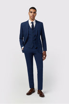 Stylish Dark Blue Notched Lapel 3 Pieces Men Suits