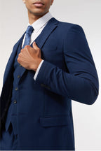Stylish Dark Blue Notched Lapel 3 Pieces Men Suits
