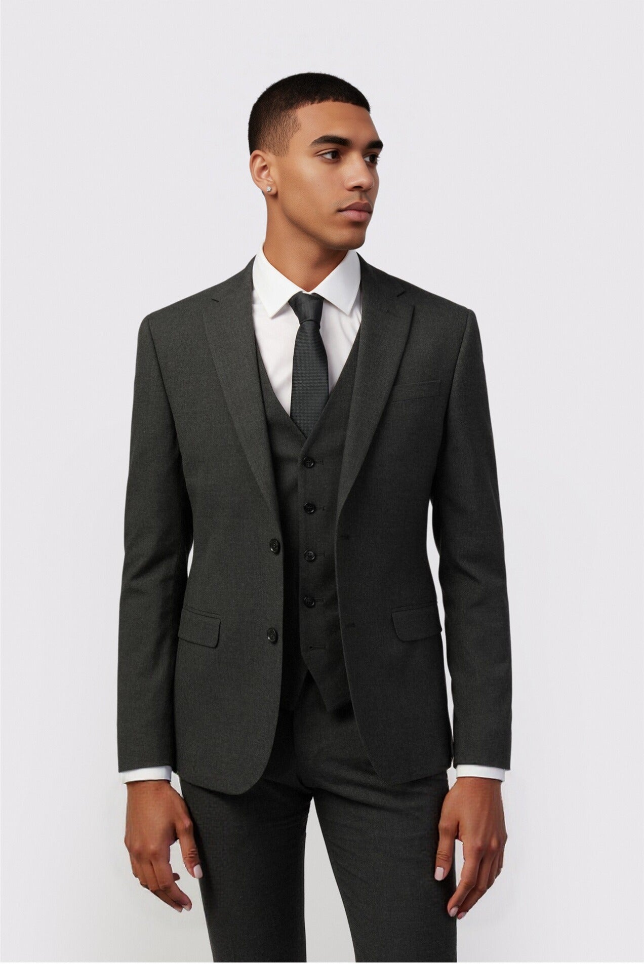 Newest Charcoal Notched Lapel 3 Pieces Men Suits Main image