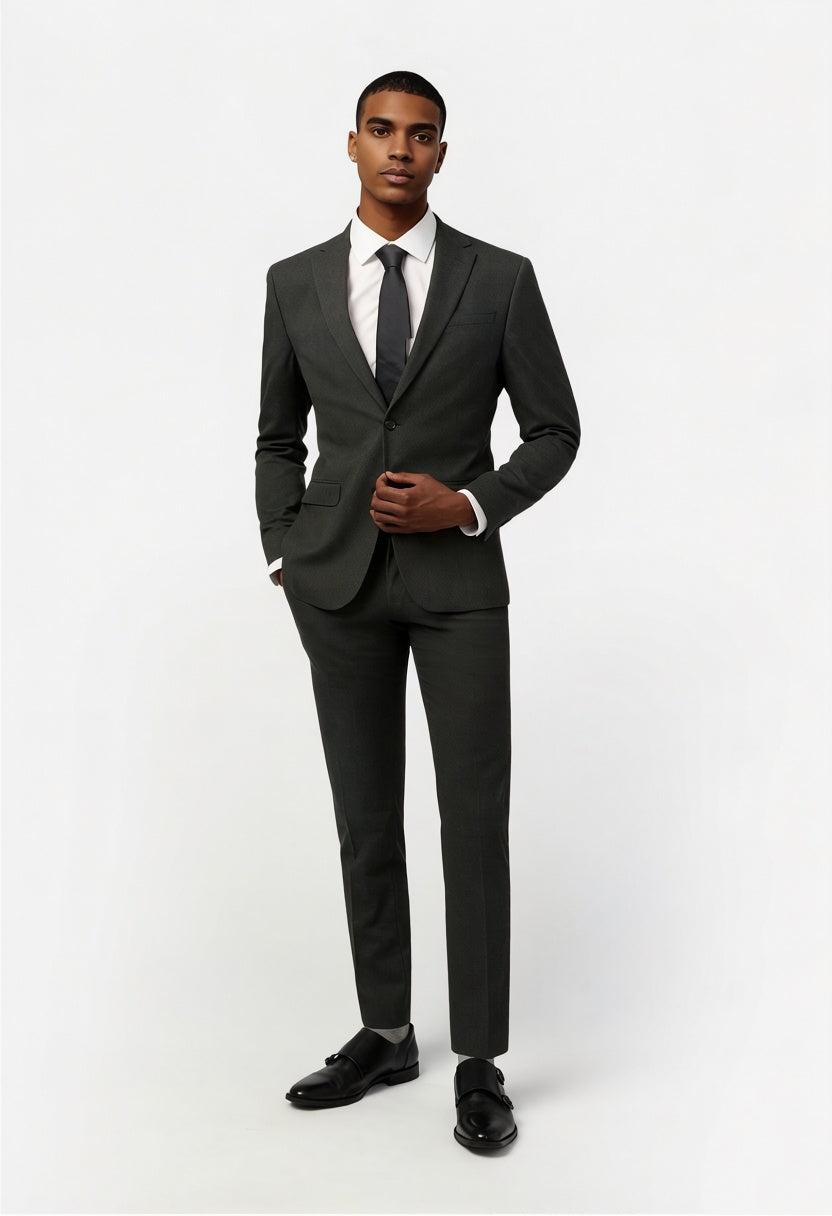 Newest Charcoal Notched Lapel 3 Pieces Men Suits