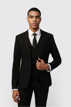Bespoke Black Notched Lapel 3 Pieces Best Fitted Men Suits