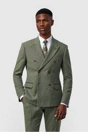 Handsome Green Peaked Lapel Double Breasted Men Suits
