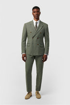 Handsome Green Peaked Lapel Double Breasted Men Suits
