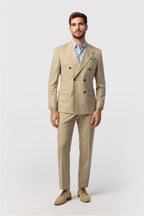Best Fitted Khaki Peaked Lapel Double Breasted Men Suits
