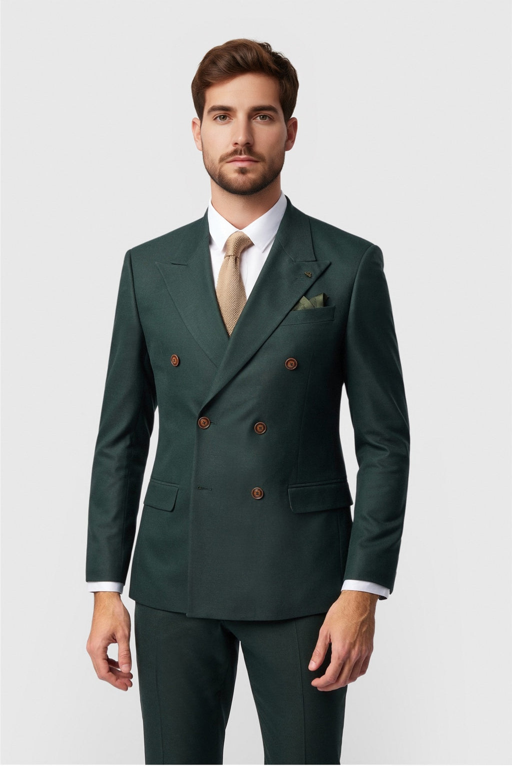 Dark Green Latest Peaked Lapel Double Breasted Men Suits