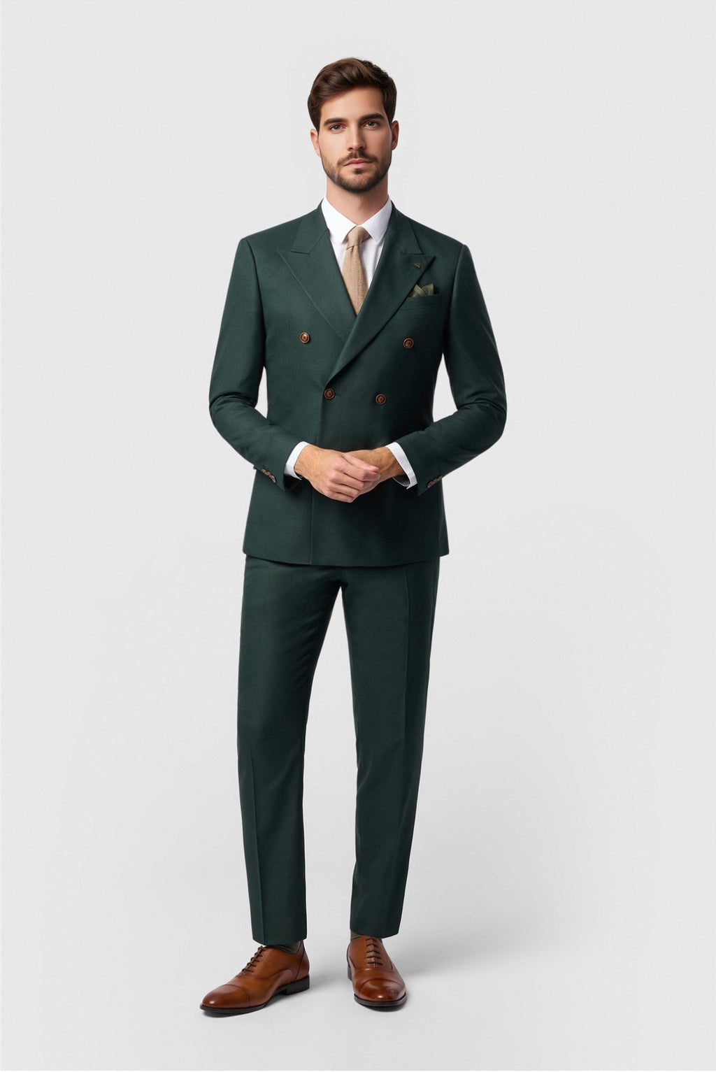 Dark Green Latest Peaked Lapel Double Breasted Men Suits