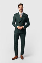 Dark Green Latest Peaked Lapel Double Breasted Men Suits