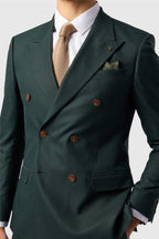 Dark Green Latest Peaked Lapel Double Breasted Men Suits